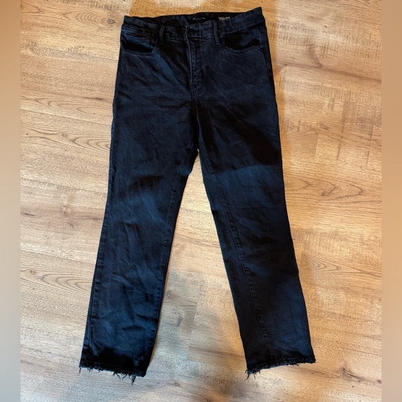 Good American Soft Tech Black Good Legs Straight Mid Rise Stretch Jeans 12/31 - Picture 3 of 9